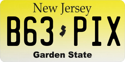 NJ license plate B63PIX