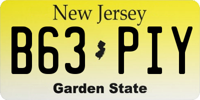 NJ license plate B63PIY