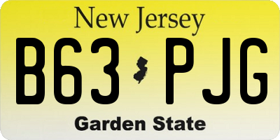 NJ license plate B63PJG