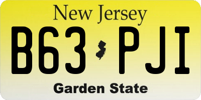 NJ license plate B63PJI