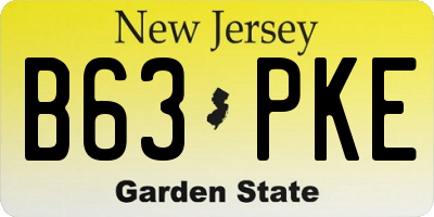 NJ license plate B63PKE