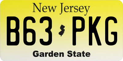 NJ license plate B63PKG