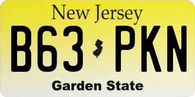 NJ license plate B63PKN