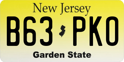 NJ license plate B63PKO