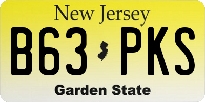 NJ license plate B63PKS