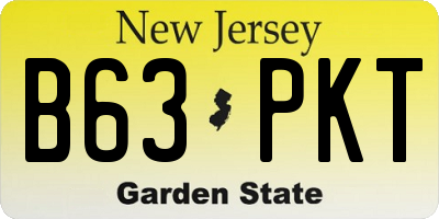 NJ license plate B63PKT