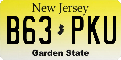 NJ license plate B63PKU