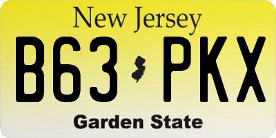 NJ license plate B63PKX