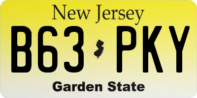 NJ license plate B63PKY