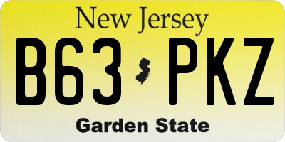 NJ license plate B63PKZ