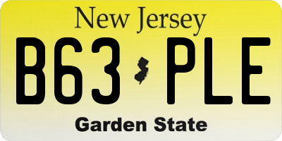 NJ license plate B63PLE