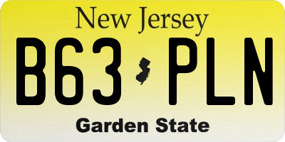 NJ license plate B63PLN