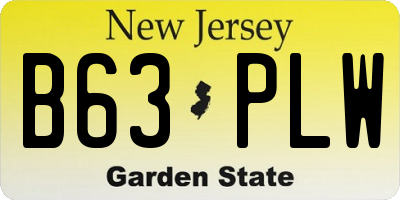 NJ license plate B63PLW
