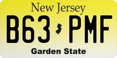 NJ license plate B63PMF