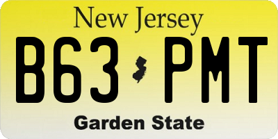 NJ license plate B63PMT