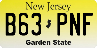 NJ license plate B63PNF