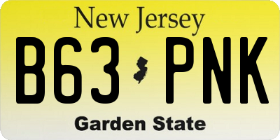 NJ license plate B63PNK