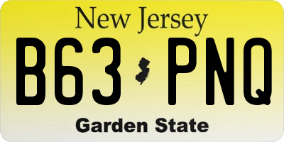 NJ license plate B63PNQ