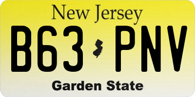 NJ license plate B63PNV