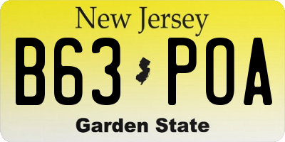 NJ license plate B63POA