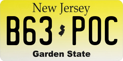 NJ license plate B63POC