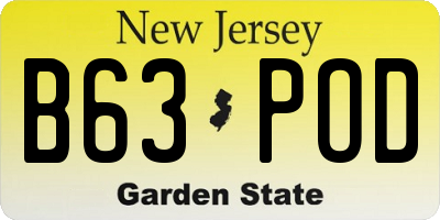 NJ license plate B63POD