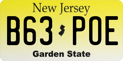 NJ license plate B63POE