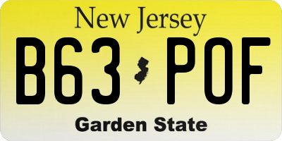 NJ license plate B63POF