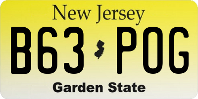 NJ license plate B63POG