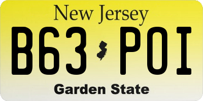 NJ license plate B63POI