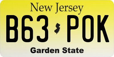 NJ license plate B63POK