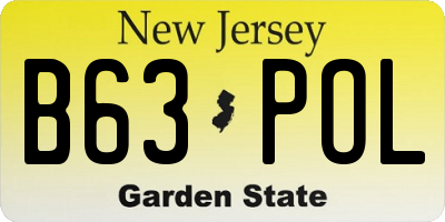 NJ license plate B63POL