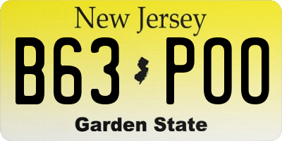 NJ license plate B63POO