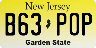 NJ license plate B63POP