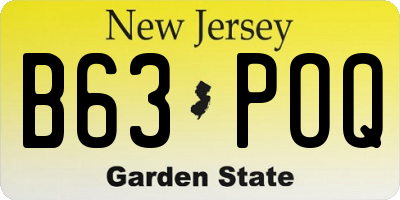 NJ license plate B63POQ