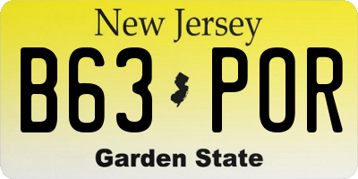NJ license plate B63POR