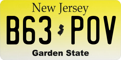 NJ license plate B63POV