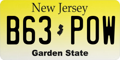 NJ license plate B63POW