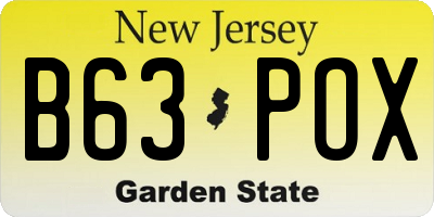 NJ license plate B63POX