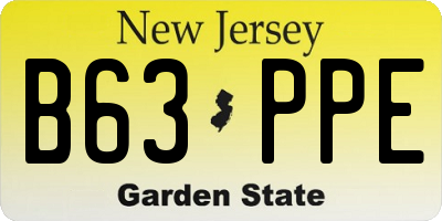 NJ license plate B63PPE
