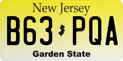NJ license plate B63PQA