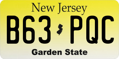 NJ license plate B63PQC