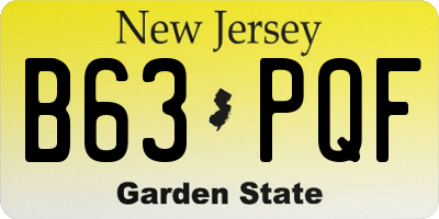 NJ license plate B63PQF