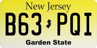 NJ license plate B63PQI