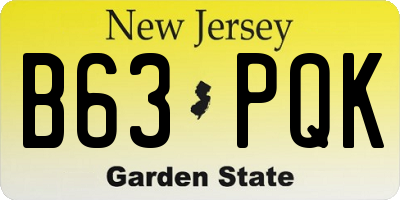 NJ license plate B63PQK