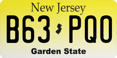 NJ license plate B63PQO