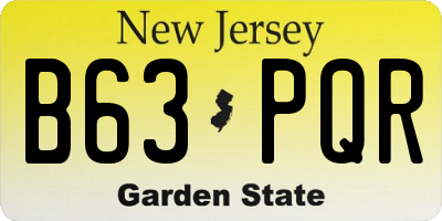 NJ license plate B63PQR