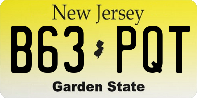 NJ license plate B63PQT