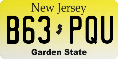 NJ license plate B63PQU