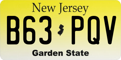 NJ license plate B63PQV